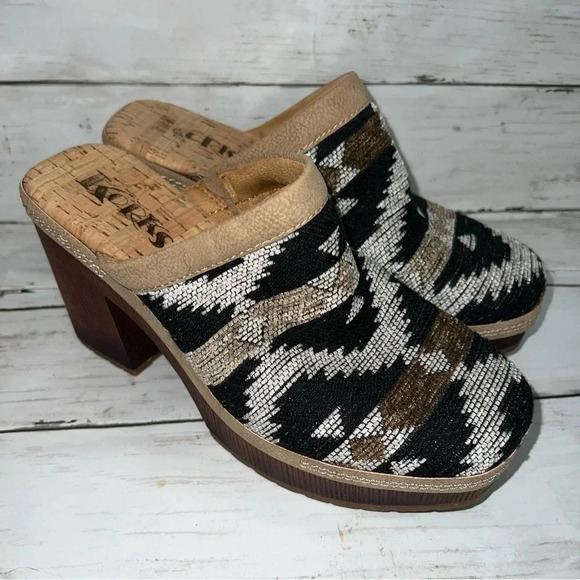 Korks Lori Clog Platform Western Boho Tan Aztec Size 6 - Picture 1 of 7
